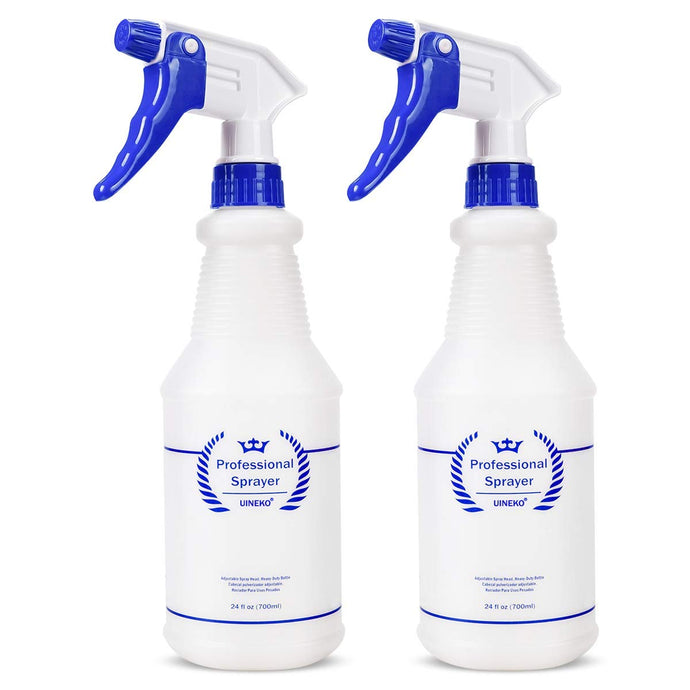 Uineko Plastic Spray Bottle (3 Pack, 24 oz, 3 Colors) Heavy Duty All-Purpose Empty Spraying Bottles Leak Proof Commercial Mist Water Bottle for