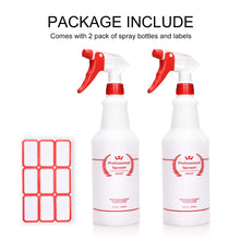 Load image into Gallery viewer, Plastic Spray Bottle 2 Pack, 32 Oz, All-Purpose Heavy Duty Spraying Bottles Sprayer Leak Proof Mist Empty Water Bottle for Cleaning Solution Planting Pet with Adjustable Nozzle - Red

